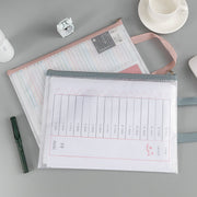 ファイルケース クリアケース 持ち手付き 小物収納 事務用品 文具 書類 ノート A4 ファスナー ジッパー 薄型 マチなし 整理整頓 持ち運び