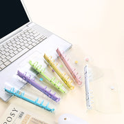 バインダー ルーズリーフ A6サイズ 6穴 クリアバインダー ホルダー DIY手帳 取り外し可 スナップボタン ノートブック メモ帳 ステーショナリー 文房具 文具 フォトブック トレカケース 学校 授業 学生 持ち運び 持ち歩き クリア 半透明 ピンク 紫 青 白 黄 緑