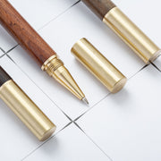 ボールペン ペン キャップ付き 文具 文房具 筆記具 筆記用具 事務用品 木目 シンプル おしゃれ ナチュラル モダン かわいい プレゼント ギフト 景品 オフィス 受付 普段使い 茶 黒 金色