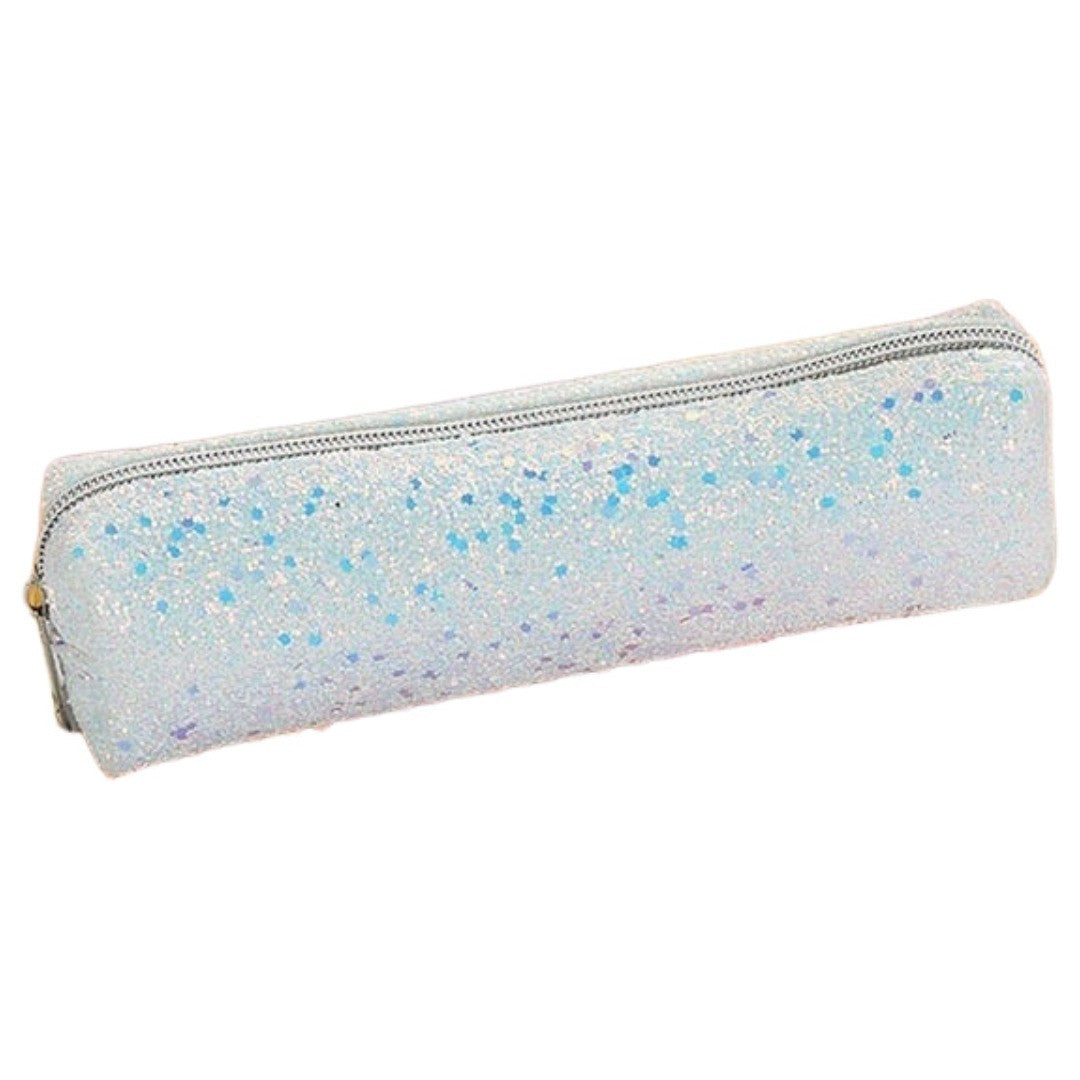 ペンケース 筆箱 筆入れ 小物入れ メイクポーチ コスメポーチ 文房具 筆記用具入れ 文具 ファスナー チャック ラメ キラキラ かわいい おしゃれ ガーリー シンプル 通学 小学生 中学生 高校生 大学生 女の子 レディース 白 黒 赤 青