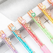 ボールペン 金属製 回転式 クリップ 文房具 筆記用具 事務用品 スリム 花 フラワー ラインストーン パール風 学校 オフィス