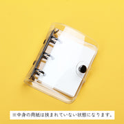 バインダー リング 3つ穴 文房具 メモ帳 クリア ピンク ブルー ブラック ホワイト シンプル 収納ポケット付き コンパクト