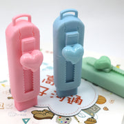 消しゴム スライド式 スティック型 カッター型 カラー 色付き かわいい キッズ 子供 大人 文房具 文具 便利 青 ピンク 日用品