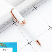 ボールペン ペン 太め 文具 文房具 筆記用具 筆記具 ステーショナリー クリップ付き おしゃれ 上品 きれいめ かわいい シンプル プレゼント ギフト 贈り物 景品 黒 白 ローズ 橙 ピンク 青 黄 紫 緑