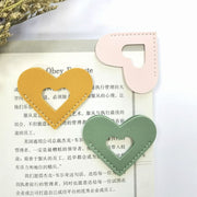 ブックマーク 4個組 ブックマーカー ページマーカー しおり 栞 PUレザー ハート型 オープン 穴開き 読書 可愛い おしゃれ