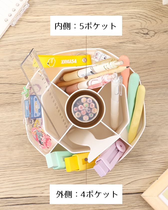 ペン立て ペンスタンド 360度回転 ペンホルダー メイクブラシスタンド 小物入れ 商品画像5