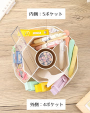 ペン立て ペンスタンド 360度回転 ペンホルダー メイクブラシスタンド 小物入れ 卓上収納 文房具収納 小物整理 デスクオーガナイザー 大容量 文房具 コスメ 化粧品 仕切り付き