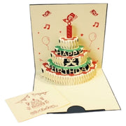 バースデーカード メッセージカードと封筒付き 光る 音楽 誕生日 お祝い グリーティングカード 3D 立体 ポップアップ 飛び出す ケーキ プレゼント ギフト