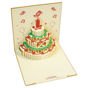 バースデーカード メッセージカードと封筒付き 光る 音楽 誕生日 お祝い グリーティングカード 3D 立体 ポップアップ 飛び出す ケーキ プレゼント ギフト