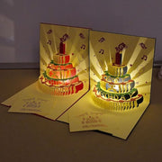 バースデーカード メッセージカードと封筒付き 光る 音楽 誕生日 お祝い グリーティングカード 3D 立体 ポップアップ 飛び出す ケーキ プレゼント ギフト