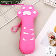 ペンケース 筆箱 女の子 男の子 子供 大人 高校生 筆入れ 筆記用具入れ 文房具入れ 猫の手 ネコ ねこ ファスナー ナスカン 持ち運び シリコン製 かわいい 小物入れ 収納