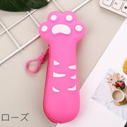 ペンケース 筆箱 女の子 男の子 子供 大人 高校生 筆入れ 筆記用具入れ 文房具入れ 猫の手 ネコ ねこ ファスナー ナスカン 持ち運び シリコン製 かわいい 小物入れ 収納