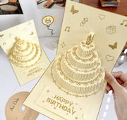 バースデーカード グリーティングカード メッセージカード カード 単品 手紙 誕生日 ケーキ 蝶 ポップアップ かわいい おしゃれ 立体