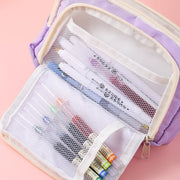 ペンケース 筆箱 女の子 男の子 子供 大人 高校生 学生 筆入れ 筆記用具入れ 文房具入れ 小物入れ 収納 ファスナー ネット 大容量 かわいい おしゃれ