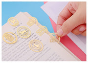 ブックマーク 3枚組 ブックマーカー ページマーカー しおり 栞 メタル 金属製 透かし模様 楕円形 金色 ゴールドカラー 読書