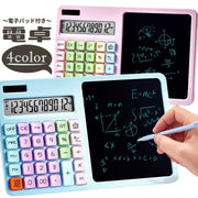 電卓 計算器 メモパッド 電子パッド 事務用品 事務関連雑貨 オフィス用品 ソーラーパネル ボタン電池 12桁表示 タッチペン シンプル カジュアル シック かっこいい おしゃれ 宿題 勉強 事務作業