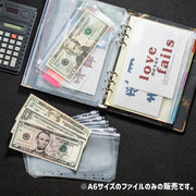バインダーポケット クリアファイル リフィル 12枚セット A6サイズ ジッパー ジップ 予算封筒 リング バインダー用 6穴 マネーフォルダー オーガナイザー クリア 貯金