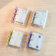 ルーズリーフ ミニ 手帳 A8サイズ 3穴 クリアバインダー ホルダー 取り外し可 スナップボタン 方眼ノート メモ帳 透明カバー ステーショナリー 文房具 学校 授業 学生 学習