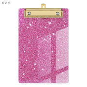 クリップボード バインダー 下敷き 文房具 筆記用具 ループ付き ラメ キラキラ ピンク ブルー イエロー シルバーカラー ポップ カジュアル 華やか 可愛い キュート おしゃれ