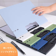 クリップボード バインダー ファイル A4 二つ折り 横型 書類入れ 文房具 事務用品 ビジネス オフィス 資料収納 無地 マット 単色 シンプル 挟む