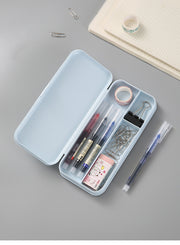 ペンケース 筆箱 筆入れ 箱型 小物入れ 文房具 筆記用具入れ 仕切りあり マット 小学生 中学生 高校生 大学生 男女兼用 男性 女性 メンズ レディース 文具 プラスチック 消しゴム入れ スクエア ボックス型 かわいい シンプル おしゃれ