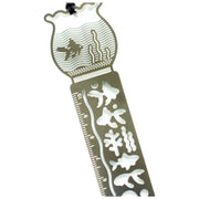 ブックマーク ブックマーカー ページマーカー しおり 栞 金属製 定規 テンプレート 紐付き 透かし模様 多機能 写し書き 読書