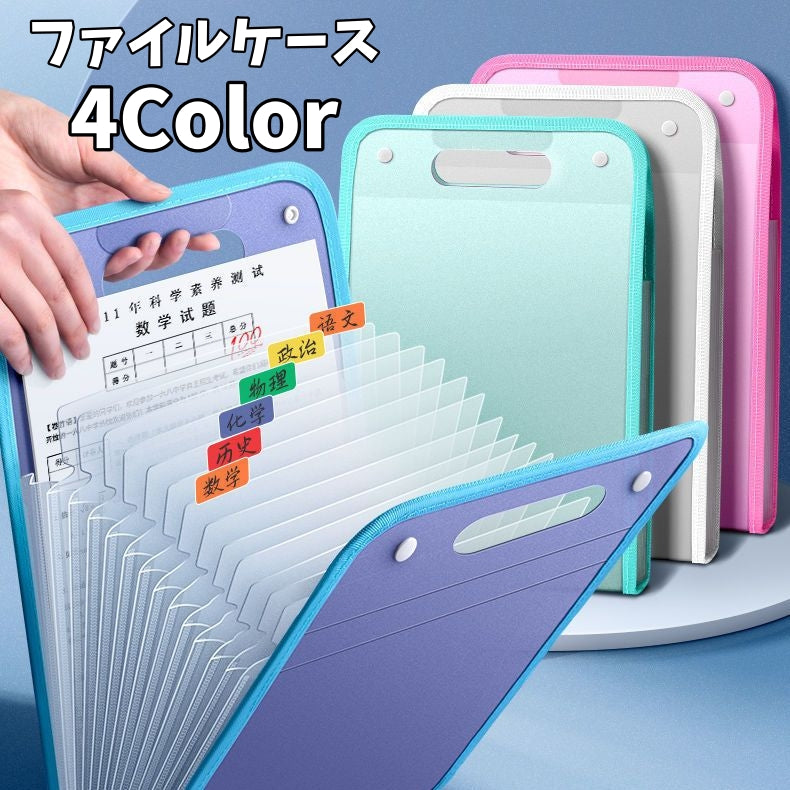 ファイルケース ドキュメントファイルホルダー A4収納 バッグ型書類ケース 13ポケット持ち運び 書類 ファイル 大容量 ビジネス 仕事 学校 ファイルバッグ 持ち手 じゃばら型 アコーディオン型