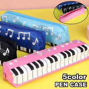 ペンケース 筆箱 筆記具入れ 文房具 ペン入れ 小物入れ ピアノ 鍵盤 音符 四角形 長方形 スクエア コンパクト ファスナー おしゃれ 可愛い
