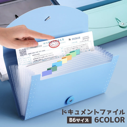 ドキュメントファイル ファイルケース 書類ケース B6 13ポケット インデックス付き 商品画像