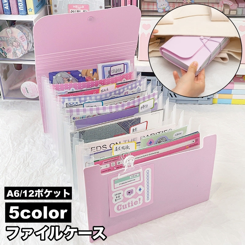 ファイルケース ドキュメントファイル 12ポケット A6 書類ケース 蛇腹 ジャバラ 確定申告 レシート管理 シール 名刺 カード プリント整理 持ち運び クリアポケット じゃばら 収納 日用品雑貨