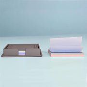 ふせんケース メモケース ふせん100枚付き 文房具 オフィス用品 ガイド付き ブラック グレー シンプル 整理整頓 コンパクト ToDoリスト
