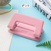 穴あけパンチ 2穴パンチ 穴径15ミリ 事務用品 文房具 文具 ステーショナリー 定番 ハンディ 紙用 ルーズリーフ ファイリング 便利 オフィス ピンク パステルカラー カラバリ豊富