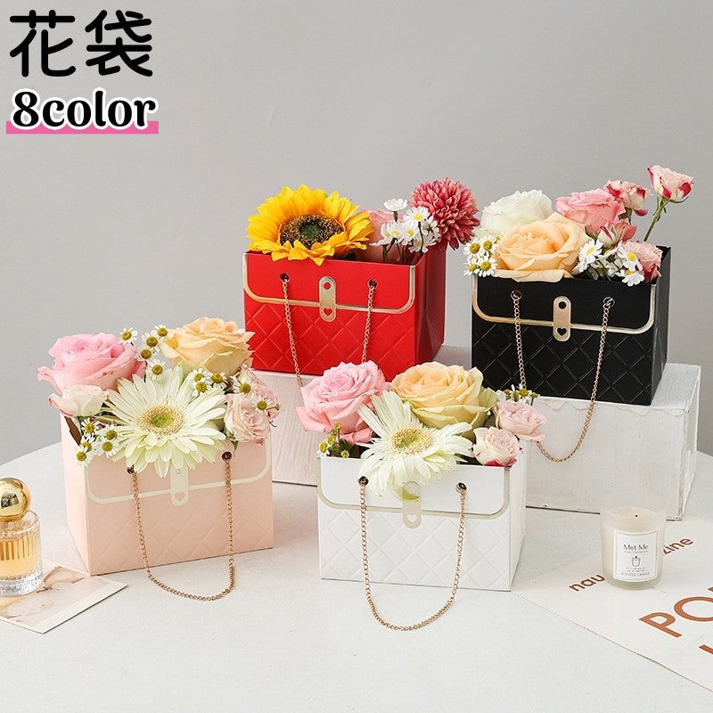 花袋 フラワーバッグ ブーケバッグ レディース 女性 チェーン おしゃれ かわいい 可愛い お花 フラワー 収納 保管 持ち運び プレゼント ギフト インテリア 黒 白 ピンク 赤