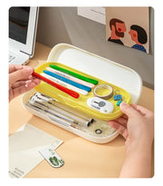ペンケース 筆箱 ふでばこ ペンホルダー 2段式 文房具 日用品雑貨 筆記具 文具 シンプル 小学生 中学生 学校 勉強 子供 こども
