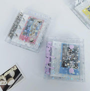 バインダー 3穴 A8 リングバインダー リングファイル フォトカードアルバム コレクトブック メモ帳 トレカファイル フォト写真 カード プリクラ ケース ホルダー スター キラキラ 保管 収納 収集 コレクション 手帳 スケジュール帳 おしゃれ かわいい 整理 文房具