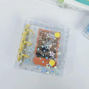 バインダー 3穴 A8 リングバインダー リングファイル フォトカードアルバム コレクトブック メモ帳 トレカファイル フォト写真 カード プリクラ ケース ホルダー スター キラキラ 保管 収納 収集 コレクション 手帳 スケジュール帳 おしゃれ かわいい 整理 文房具