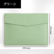 ドキュメントファイル 書類ケース A4ファイル レザー調 横型 持ち運び 契約書 無地 薄型 スリム 大容量 ビジネス オフィス