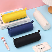ペンケース 筆箱 円柱 文具 文房具 ジッパー 鉛筆入れ ペン入れ 単色 無地 シンプル カジュアル 学生 勉強