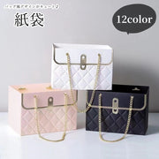 紙袋 ショッパー 包装グッズ ラッピング用品 プレゼント雑貨 ギフト雑貨 文房具 生活雑貨 ハンドバッグ風 エンボス加工 チェーン ハート チェック ホワイト ブラック ピンク フェミニン ガーリー 可愛い キュート おしゃれ