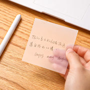 付箋 50枚 4束セット 半透明 クリア 透け感 シースルー 防水 単色 手紙 伝言 勉強 学習 メモ レター 紙 プレゼント 誕生日 ふせん 文房具用品