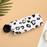 ペンケース 筆箱 文房具入れ ペン入れ 軽ファスナー ポーチ 小物入れ もこもこ ヒョウ柄 カジュアル 学生 レディース