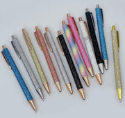 ボールペン ペン 文具 文房具 ステーショナリー 事務用品 ノック式 ラメ キラキラ クリップ付き かわいい おしゃれ キュート きれいめ 上品 ガーリー シンプル プレゼント ギフト 景品 青 金色 レインボー 黒 銀色