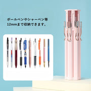 ペンケース 筆箱 ペン入れ スリム プッシュオープン スライド式 文房具 筆記用具入れ おしゃれ 多機能 便利 六角形 持ち運び コンパクト