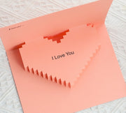 グリーティングカード メッセージカード ポップアップ 立体 3D 90度 飛び出す バレンタイン I LOVE YOU ハート ラブレター おしゃれ かわいい 誕生日 バースデーカード 母の日 感謝 ギフト プレゼント 贈り物