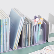 ブックスタンド 本立て 卓上収納 整理用品 収納グッズ 4連 防滑 滑り止め 倒れにくい 長方形 横長 無地 シンプル カジュアル 可愛い キュート おしゃれ