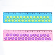 定規 20cm プッシュポップ付き キッズ 子供 シリコンプラスチック 文房具 ものさし ルーラー 学習用品 小学生 学校 筆箱 シンプル 気分転換
