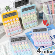 電卓 計算機 文房具 事務用品 12桁 丸型キー グラデーション かわいい おしゃれ オフィス 家計簿 デスクワーク プレゼント ステーショナリー