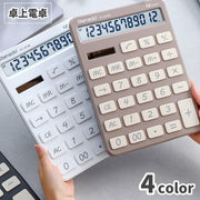 電卓 計算機 文房具 事務用品 卓上 12桁 ソーラー式 静音キー クリア表示 フラットタイプ 会計用 オフィス 家計簿 学習 ビジネス 見やすい