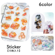 シール ステッカー 15枚入り 水彩風 手帳デコ ハンドメイド ノート DIY 日記 招待状 レター カラフル かわいい おしゃれ 装飾 デコレーション プレゼント 文房具