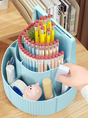 タスク管理チェッカー付きペン立て 小物入れ キッズ 女の子 男の子 学生 3in1 セルフチェッカー 書き込み式 回転式 卓上収納 ペン立て 学習計画 チェックリスト 習慣づけ 宿題 文房具 整理整頓
